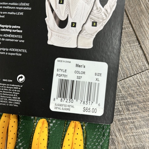 NEW Nike Superbad Football Gloves NFL Green Bay Packers Green Gold NWT XL - Picture 2 of 5